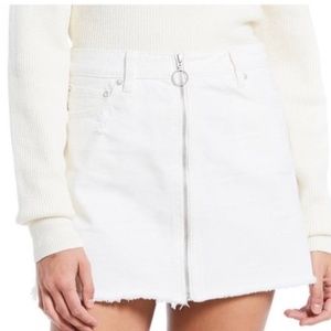 WE THE FREE Zip It Up white denim skirt